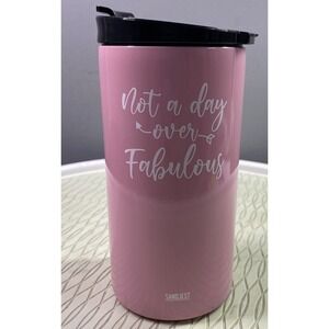 SANDJEST "Not a Day Over Fabulous" Pink Tumbler Hot Or Cold Birthday 12oz NEW